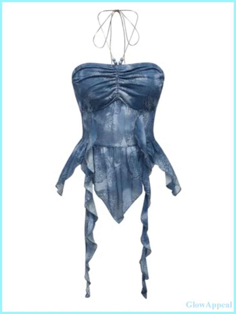 Women's Y2k Halter Flowy Top Ruffle Backless Paisley Crop Cami